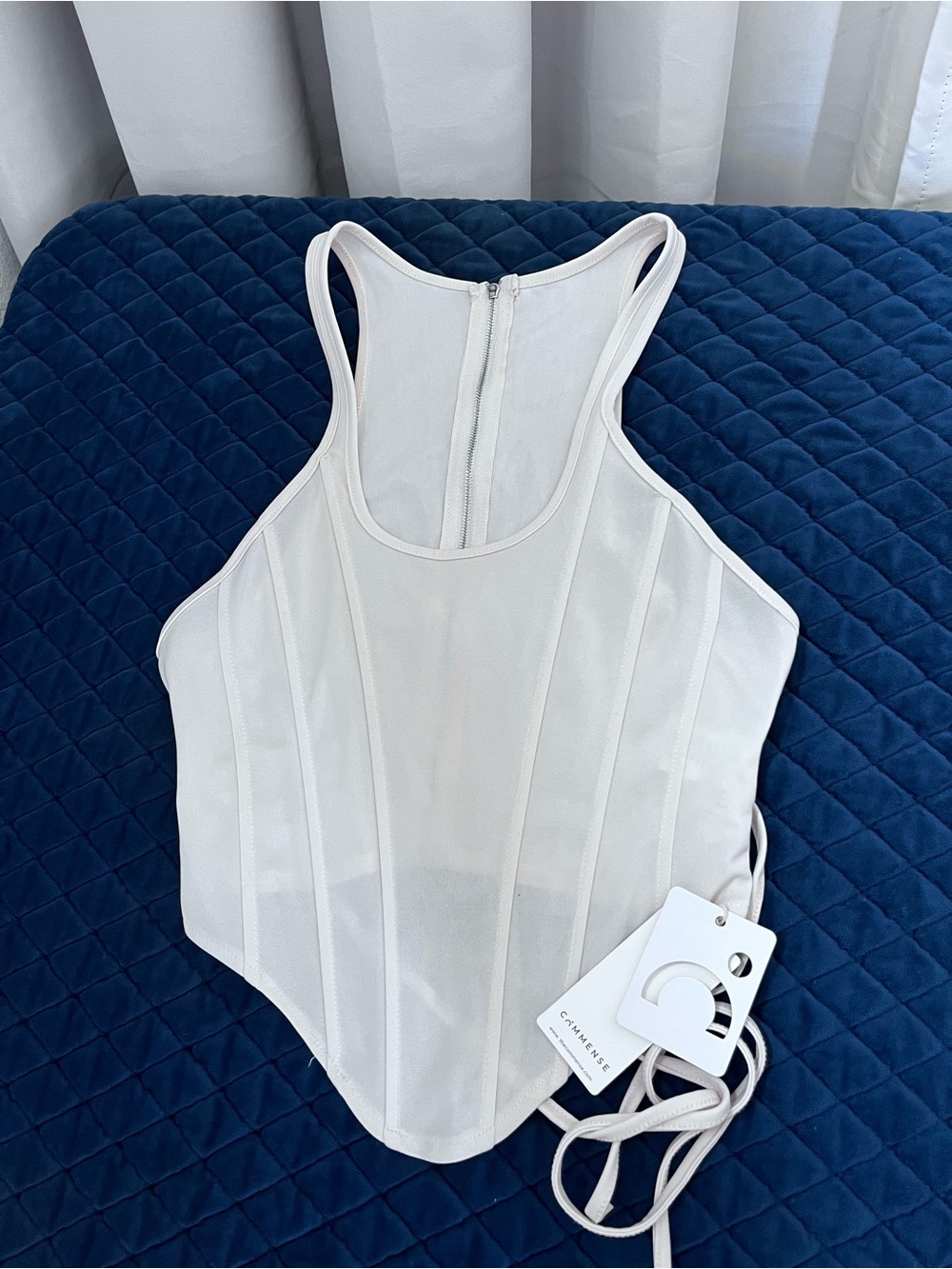 Commense Cream Corset-Style Racerback Tank - S - NWT - Ties - Shapewear